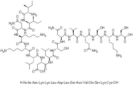 CAS 登录号：330456-40-1, L-异亮氨酰-L-异亮氨酰-L-天冬氨酰胺酰-L-赖氨酰-L-赖氨酰-L-亮氨酰-L-alpha-天冬氨酰-L-亮氨酰-L-丝氨酰-L-天冬氨酰胺酰-L-缬氨酰-L-谷氨酰胺酰-L-丝氨酰-L-赖氨酰-L-半胱氨酸