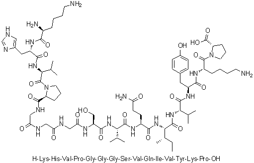 CAS 登录号：330456-47-8, L-赖氨酰-L-组氨酰-L-缬氨酰-L-脯氨酰甘氨酰甘氨酰甘氨酰-L-丝氨酰-L-缬氨酰-L-谷氨酰胺酰-L-异亮氨酰-L-缬氨酰-L-酪氨酰-L-赖氨酰-L-脯氨酸