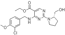 structure of CAS# 330785-83-6, 4-[[(3-氯-4-甲氧基苯基)甲基]氨基]-2-[(2S)-2-羟甲基-1-吡咯烷基]-5-嘧啶羧酸乙酯
