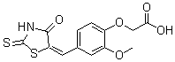 structure of CAS# 331862-41-0, [2-甲氧基-4-[(4-氧代-2-硫代-5-噻唑烷亚基)甲基]苯氧基]乙酸