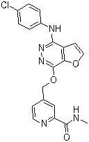 CAS # 332012-40-5, Telatinib, Bay 57-9352, 4-[[[4-[(4-Chlorophenyl)amino]furo[2,3-d]pyridazin-7-yl]oxy]methyl]-N-methyl-2-pyridinecarboxamide