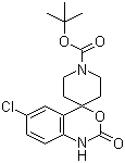 structure of CAS# 332187-61-8, 6-氯-1,2-二氢-2-氧代螺[4H-3,1-苯并恶嗪-4,4'-哌啶]-1'-羧酸叔丁酯