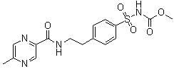 CAS 登录号：33288-74-3, N-[4-[beta-(5-甲基吡嗪-2-甲酰氨基)乙基]苯磺酰基]氨基甲酸甲酯