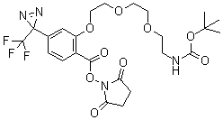 structure of CAS# 332941-39-6, [2-[2-[2-[2-[[(2,5-二氧代-1-吡咯烷基)氧基]羰基]-5-[3-(三氟甲基)-3H-双吖丙啶-3-基]苯氧基]乙氧基]乙氧基]乙基]氨基甲酸叔丁酯