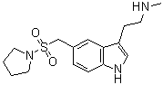 structure of CAS# 334981-12-3, N-Methyl-5-[(1-pyrrolidinylsulfonyl)methyl]-1H-indole-3-ethanamine