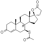 CAS # 33784-05-3, 7beta-(Acetylthio)-17alpha-hydroxy-3-oxopregn-4-ene-21-carboxylic acid gamma-lactone, 3'-(3-Oxo-7beta-acetylthio-17beta-hydroxyandrost-4-en-17alpha-yl)-propionic acid lactone, SC 11940