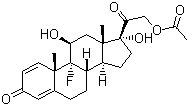 CAS 登录号：338-98-7, 9-氟醋酸泼尼松龙, 醋酸氟氢泼尼松, 醋酸异氟泼尼松