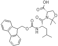 structure of CAS# 339531-50-9, (4S)-3-[(2S)-2-[[(9H-Fluoren-9-ylmethoxy)carbonyl]amino]-4-methyl-1-oxopentyl]-2,2-dimethyl-4-oxazolidinecarboxylic acid