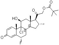 CAS # 34097-16-0, Clocortolone pivalate, 9-Chloro-6alpha-fluoro, 11beta,21-dihydroxy-16alpha-methylpregna-1,4-diene-3,20-dione 21-pivalate, CL 68, Clocortolone trimethylacetate, Cloderm, Purantix, SH 863