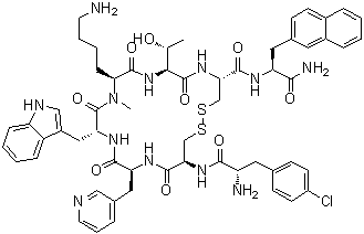 CAS 登录号：341519-04-8, 4-氯-L-苯丙氨酰-D-半胱氨酰-3-(3-吡啶基)-L-丙氨酰-D-色氨酰-N2-甲基-L-赖氨酰-L-苏氨酰-L-半胱氨酰-3-(2-萘基)-L-丙氨酰胺环(2→7)-二硫醚