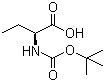 structure of CAS# 34306-42-8, N-叔丁氧羰基-L-2-氨基丁酸