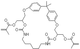 CAS # 34549-40-1, Methacrylic acid isopropylidenebis[p-phenyleneoxy(2-hydroxytrimethylene)] ester cyclic hexamethylenedicarbamate