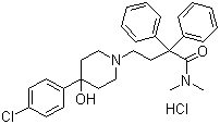 CAS # 34552-83-5, Loperamide hydrochloride, 4-(4-Chlorophenyl)-4-hydroxy-N,N-dimethyl-alpha,alpha-diphenylpiperidine-1-butyramide monohydrochloride