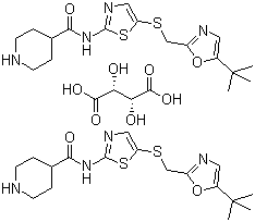CAS 登录号：345627-92-1, N-[5-[[[5-(1,1-二甲基乙基)-2-恶唑基]甲基]硫基]-2-噻唑基]-4-哌啶甲酰胺 L-酒石酸盐 (2:1)