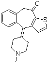 CAS # 34580-13-7, Ketotifen, 4-(1-Methyl-4-piperidinylidene)-4H-benzo[4,5]cyclohepta[1,2-d]thiophene-10(9H)-one