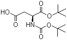 structure of CAS# 34582-32-6, Boc-L-Aspartic acid 1-tert-butyl ester