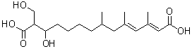CAS # 34668-61-6, 12-Hydroxy-13-(hydroxymethyl)-3,5,7-trimethyl-2,4-tetradecadienedioic acid, L 660282