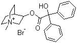 CAS 登录号：3485-62-9, 克利溴铵, 可立啶, (1-甲基-1-氮杂双环[2.2.2]辛-8-基) 2-羟基-2,2-二苯基乙酸酯溴化物