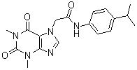 structure of CAS# 349085-38-7, 1,2,3,6-四氢-1,3-二甲基-N-[4-(1-甲基乙基)苯基]-2,6-二氧代-7H-嘌呤-7-乙酰胺