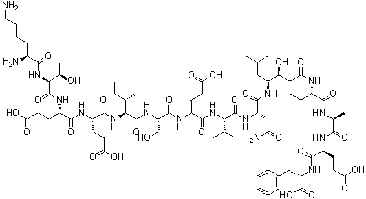 CAS # 350228-37-4, P10-P4' StatVal, L-Lysyl-L-threonyl-L-alpha-glutamyl-L-alpha-glutamyl-L-isoleucyl-L-seryl-L-alpha-glutamyl-L-valyl-L-asparaginyl-(3S,4S)-4-amino-3-hydroxy-6-methylheptanoyl-L-valyl-L-alanyl-L-alpha-glutamyl-L-phenylalanine