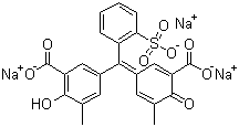 CAS 登录号：3564-18-9, 媒介蓝 3, 羊毛铬花青 R, 依来铬氰蓝 R, 3,3'-(3H-2,1-苯并恶噻-3-亚基)双(6-羟基-5-甲基苯甲酸) S,S-二氧化物三钠盐