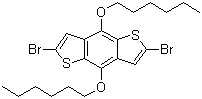 structure of CAS# 359017-65-5, 2,6-二溴-4,8-双(己氧基)-苯并[1,2-b:4,5-b']二噻吩