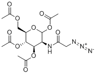 CAS # 361154-30-5, N-Azidoacetylmannosamine-tetraacylated, ManNaz, Ac4ManNAz, [(2R,3S,4R,5S)-3,4,6-triacetyloxy-5-[(2-azidoacetyl)amino]oxan-2-yl]methyl acetate
