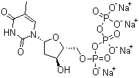 2'-脱氧胸苷-5'-三磷酸四钠盐分子结构 (CAS 3624-46-2)