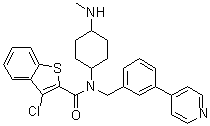 structure of CAS# 364590-63-6, 3-氯-N-[4-(甲基氨基)环己基]-N-[[3-(4-吡啶基)苯基]甲基]-苯并[b]噻吩-2-甲酰胺