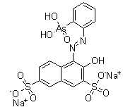 CAS # 3688-92-4, Thorin, Thorin I, Thoronol, 4-[(2-Arsonophenyl)azo]-3-hydroxy-2,7-naphthalenedisulfonic acid disodium salt