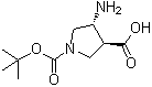 structure of CAS# 369623-85-8, 反式-4-氨基-1-(叔丁氧羰基)吡咯烷-3-羧酸