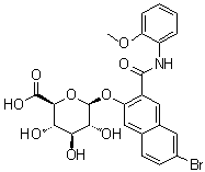 structure of CAS# 37-87-6, 6-溴-3-[[(2-甲氧基苯基)氨基]羰基]-2-萘基 beta-D-吡喃葡糖苷酸