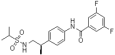 structure of CAS# 376594-67-1, N-[4-[(1R)-1-Methyl-2-[[(1-methylethyl)sulfonyl]amino]ethyl]phenyl]-3,5-difluorophenylcarboxamide