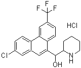 CAS # 38644-10-9, alpha-[2-Chloro-6-(trifluoromethyl)-9-phenanthrenyl]-2-piperidinemethanol hydrochloride, NSC 305766