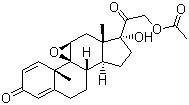 CAS 登录号：38680-83-0, 醋酸泼尼松龙环氧, 9b,11b-环氧-17,21-二羟基孕甾-1,4-二烯-3,20-二酮 21-乙酸酯