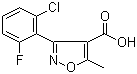 CAS 登录号：3919-74-2, 3-(2-氯-6-氟苯基)-5-甲基异恶唑-4-羧酸, 3-(2-氯-6-氟苯基)-5-甲基-4-异恶唑甲酸
