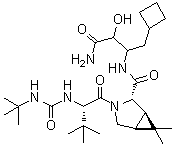 CAS 登录号：394735-28-5, (1R,2S,5S)-N-[3-氨基-1-(环丁基甲基)-2-羟基-3-氧代丙基]-3-[(2S)-2-[[[叔丁基氨基]羰基]氨基]-3,3-二甲基-1-氧代丁基]-6,6-二甲基-3-氮杂双环[3.1.0]己烷-2-甲酰胺