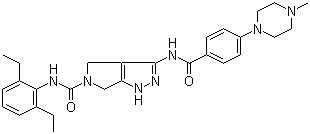 structure of CAS# 398493-79-3, N-(2,6-二乙基苯基)-4,6-二氢-3-[[4-(4-甲基-1-哌嗪基)苯甲酰基]氨基]吡咯并[3,4-c]吡唑-5(1H)-甲酰胺