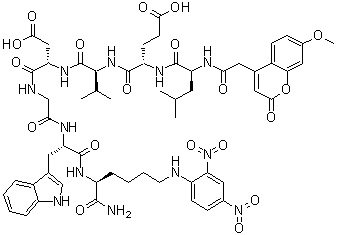 CAS # 400727-81-3, N-[(7-Methoxy-2-oxo-2H-1-benzopyran-4-yl)acetyl]-L-leucyl-L-alpha-glutamyl-L-valyl-L-alpha-aspartylglycyl-L-tryptophyl-N6-(2,4-dinitrophenyl)-L-lysinamide