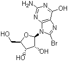 CAS 登录号：4016-63-1, 8-溴鸟苷, 8-溴鸟嘌呤核苷, 2-氨基-8-溴-6-羟基嘌呤核苷