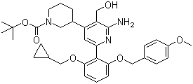 CAS # 406212-99-5, 3-[2-Amino-6-[2-(cyclopropylmethoxy)-6-[(4-methoxyphenyl)methoxy]phenyl]-3-(hydroxymethyl)-4-pyridinyl]-1-piperidinecarboxylic acid tert-butyl ester