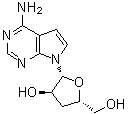 CAS # 40725-89-1, 3'-Deoxytubercidin, 7-(3-Deoxy-beta-D-erythro-pentofuranosyl)-7H-pyrrolo[2,3-d]pyrimidin-4-amine, NSC 124154