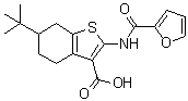 structure of CAS# 407587-33-1, 6-叔丁基-2-[(2-呋喃基羰基)氨基]-4,5,6,7-四氢苯并[b]噻吩-3-羧酸