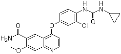 structure of CAS# 417716-92-8, 4-[3-氯-4-(环丙基氨基羰基)氨基苯氧基]-7-甲氧基-6-喹啉甲酰胺