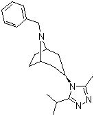 structure of CAS# 423165-13-3, 8-苄基-3-外型-(5-异丙基-3-甲基-4H-1,2,4-三唑-4-基)-8-氮杂双环[3.2.1]辛烷