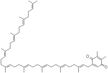 CAS # 4299-57-4, Plastoquinone A, 2,3-Dimethyl-5-[(2E,6E,10E,14E,18E,22E,26E,30E)-3,7,11,15,19,23,27,31,35-nonamethyl-2,6,10,14,18,22,26,30,34-hexatriacontanonaen-1-yl]-2,5-cyclohexadiene-1,4-dione, Koflerquinone 45, Kofler's quinone, PQA, Plastoquinone, Plastoquinone 45, Plastoquinone 9