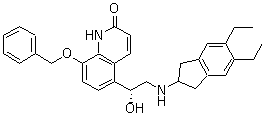 CAS 登录号：435273-75-9, (R)-5-[2-[(5,6-二乙基-2,3-二氢-1H-茚-2-基)氨基]-1-羟基乙基]-8-(苄氧基)-2(1H)-喹啉酮