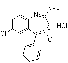 CAS # 438-41-5, Chlordiazepoxide hydrochloride, 7-Chloro-N-methyl-5-phenyl-3H-1,4-benzodiazepin-2-amine 4-oxide hydrochloride