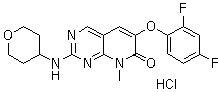 structure of CAS# 449808-64-4, 6-(2,4-二氟苯氧基)-8-甲基-2-[(四氢-2H-吡喃-4-基)氨基]吡啶并[2,3-d]嘧啶-7(8H)-酮盐酸盐