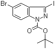 structure of CAS# 459133-68-7, tert-Butyl 5-bromo-3-iodo-1H-indazole-1-carboxylate